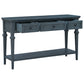 TREXM Classic Retro Style Console Table with Three Top Drawers and Open Style Bottom Shelf (Navy)