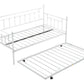 Metal double bed with ear shaft/sturdy/noise reduction/flexible ear shaft/retro style/no need for spring box (LIGHT GREY)