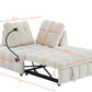 Modern Velvet Sofa Bed with Removable Backrest, USB Port, and Swivel Phone Stand, Beige