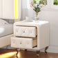 Elegant PU bedside table with 2 drawers and crystal handles, storage with metal legs - white