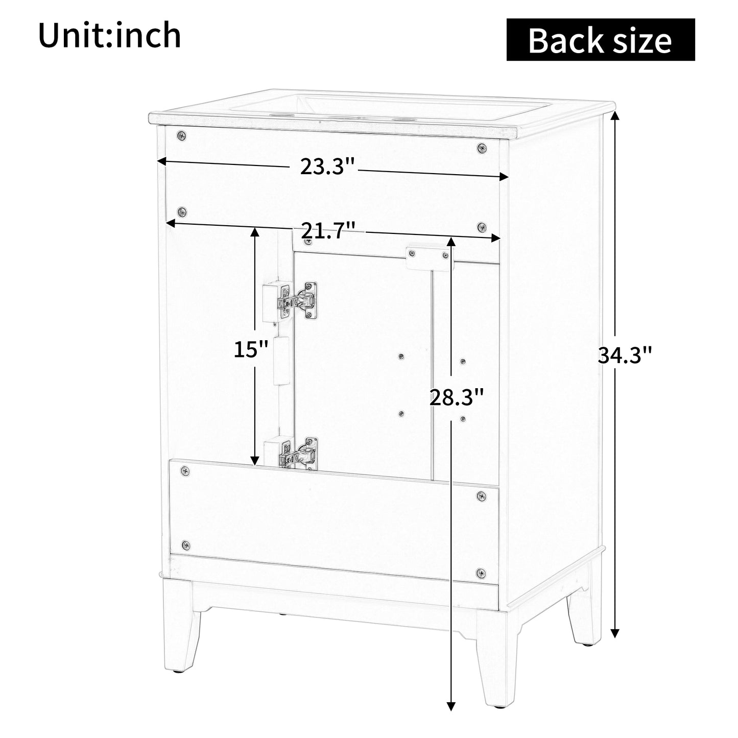 24" Bathroom Vanity with Sink, Solid Wood and MDF Cabinet with One Flip Drawer and Doors, White