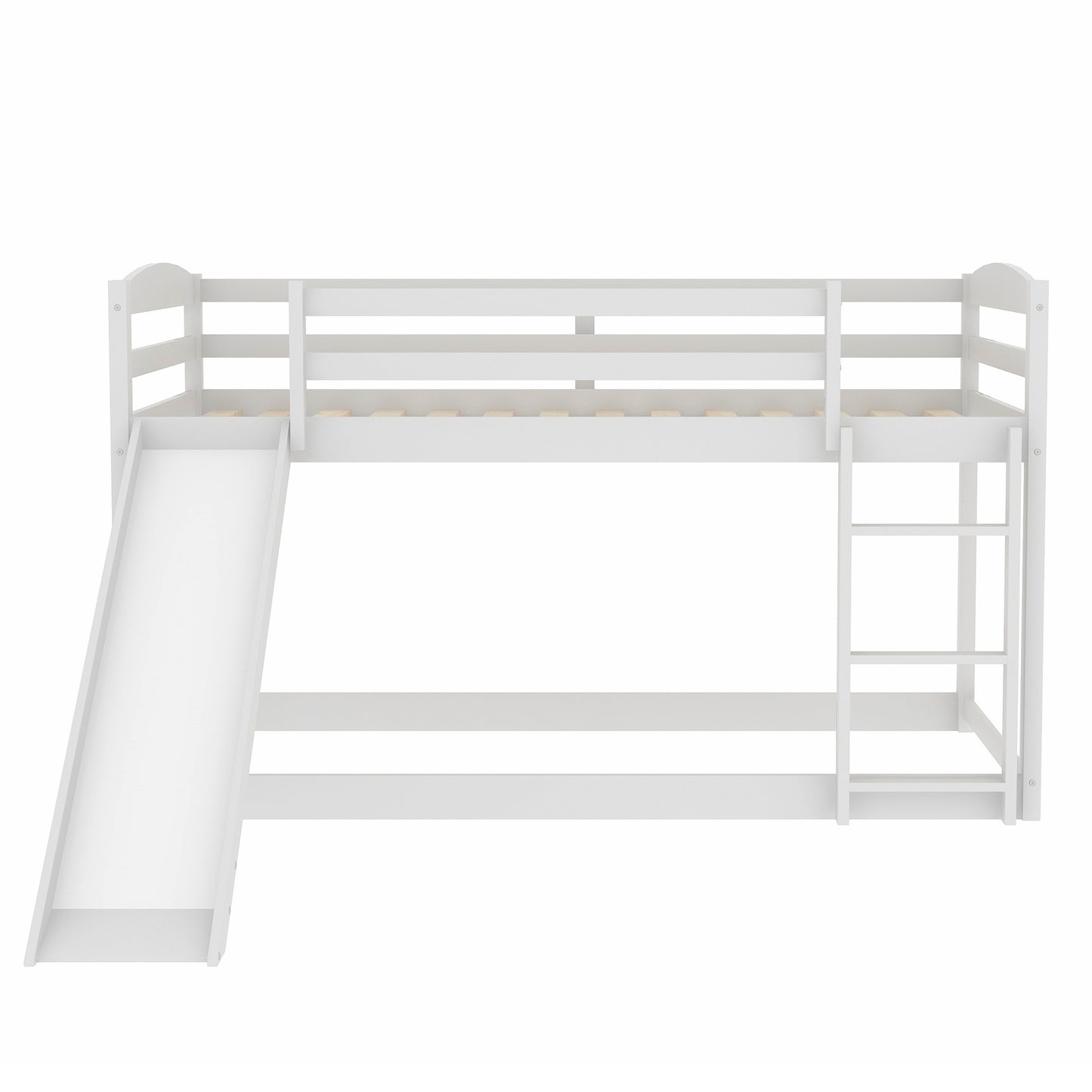 Twin over Twin Bunk Bed with Convertible Slide and Ladder   White