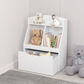 Kids Bookshelf with Drawer and Wheels Children's Book Display Wooden Bookcase White