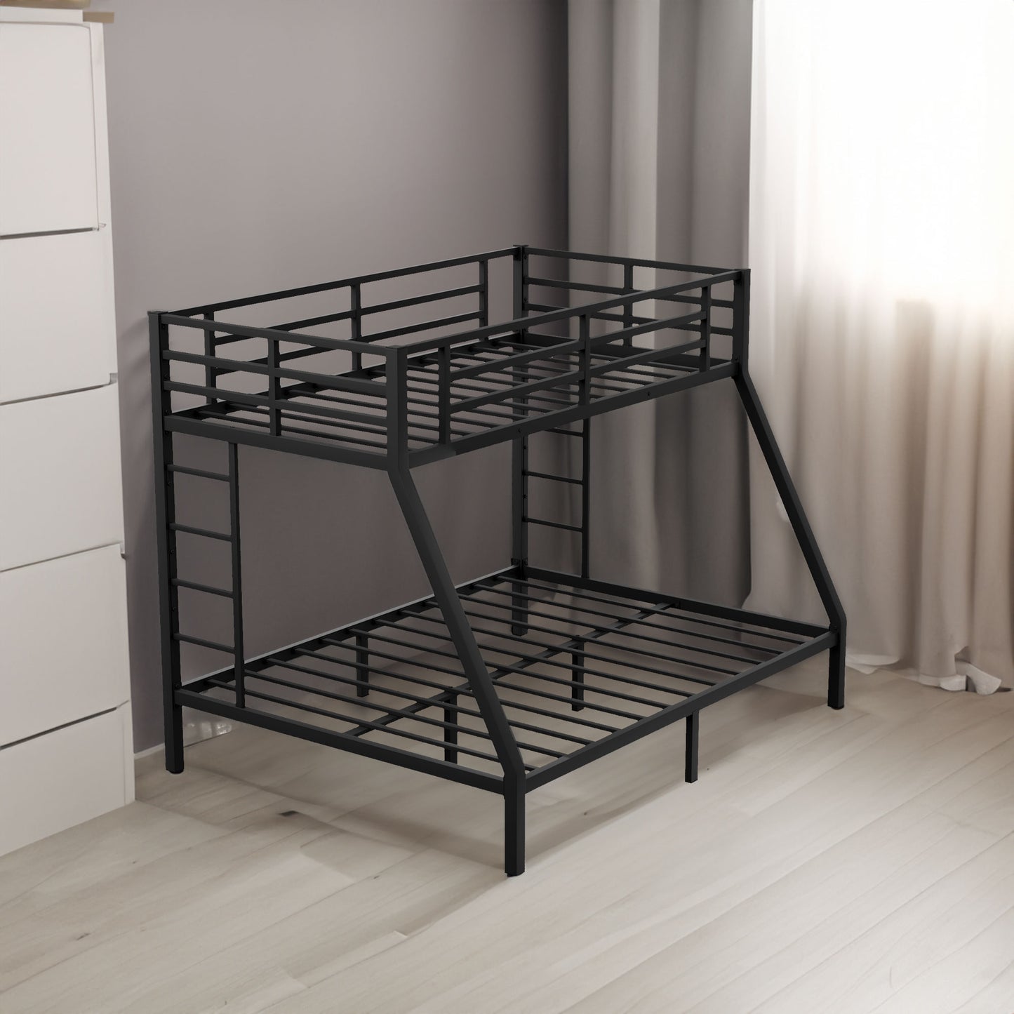 Metal Twin XL over Queen Bunk Bed for Teens and Adults,Space-Saving/Noise Reduced/No Box Spring Needed