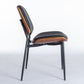 2-piece retro linen chair set with curved wooden backrest, cushioned seat, adjustable metal legs, (Black PU)