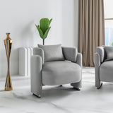 Modern Velvet Lounge Chair with Pillows, Comfortable Single Sofa for Living Rooms and Bedrooms, Grey