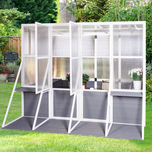 Greenhouse Wooden Lean to Greenhouses for Outdoors Heavy Duty Walk in Green House for Outside Winter