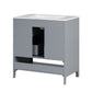 Bathroom Vanity with Sink, Multi-functional Bathroom Cabinet with Doors and Drawers, Solid Frame and MDF Board, Grey