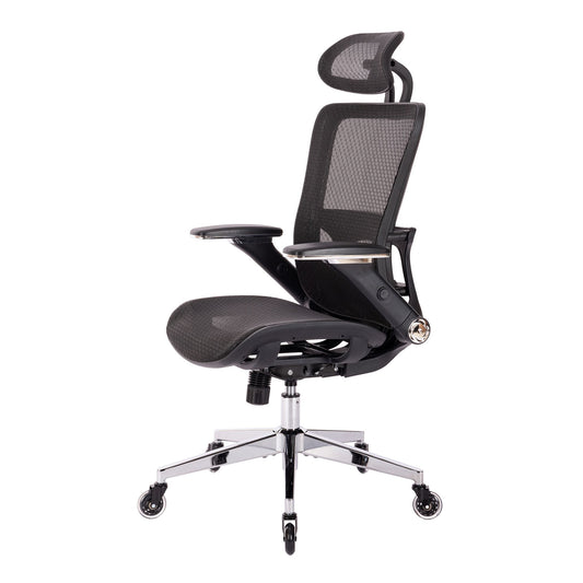 BLACK Ergonomic Mesh Office Chair High Back - Adjustable Headrest with Flip-Up Arms