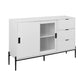 Modern characteristic storage cabinet side panel with glass sliding door and 3 drawers, dining table cabinet in white color