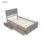 Platform Storage Bed  2 drawers with wheels, Twin Size Frame  Gray