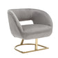 COOLMORE Upholstered Tufted Living Room Chair Textured Linen Fabric Accent Chair with Metal Stand