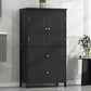 Bathroom Storage Cabinet, Cabinet with Two Doors and Drawers, Adjustable Shelf, MDF Board, Black