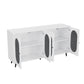 Modern Accent Sideboard Cabinet with Acrylic Doors, Freestanding Storage Cupboard in White Finish