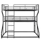 Full XL over Twin XL over Queen Size Triple Bunk Bed with Long and Short Ladder,Black