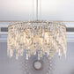 Deluxe round silver crystal chandelier, modern rectangular chandelier (excluding light bulbs)