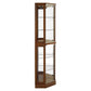 6 shelves corner Curio display cabinet with light mirror and adjustable shelves, walnut wood (excluding E26 light bulbs)