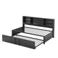 Metal Twin Size Daybed with Twin Size Trundle  Storage Shelves and USB Ports  Black