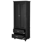 Tall Storage Cabinet with Two Drawers, Perfect for Bathrooms and Offices, Black Finish