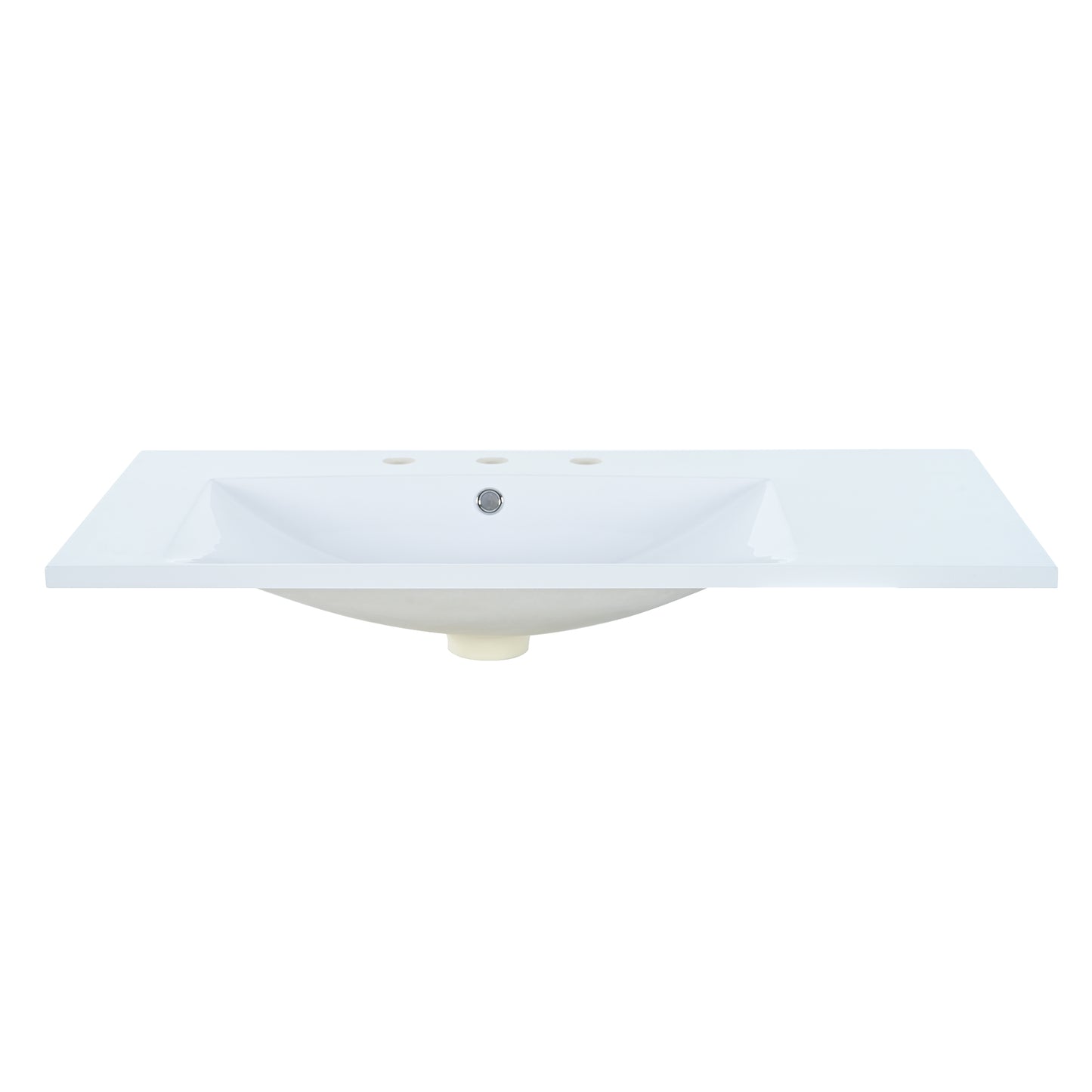 Single Bathroom Basin Sink, Left Offset Sink Vanity Top Only, 3-Faucet Holes, Resin