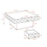 Mesa de centro retro cuadrada con diseño en relieve tridimensional de 41,73" con 2 cajones y base de MDF