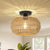 Rattan Light Fixtures Ceiling Mount,Boho Ceiling Light Fixture with Dimmable LED Bulb Mini Hand Woven Rattan