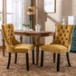 High-end Tufted Solid Wood Contemporary Velvet Upholstered Dining Chair with Wood Legs Nailhead Trim 2-Pcs Set Gloden