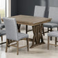 TOPMAX Mid-Century Solid Wood 7-Piece Expandable Dining Table Set with Soft Cushioned Chairs, Gold Brown and Gray