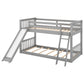 Twin over Twin Bunk Bed with Convertible Slide and Ladder  Gray