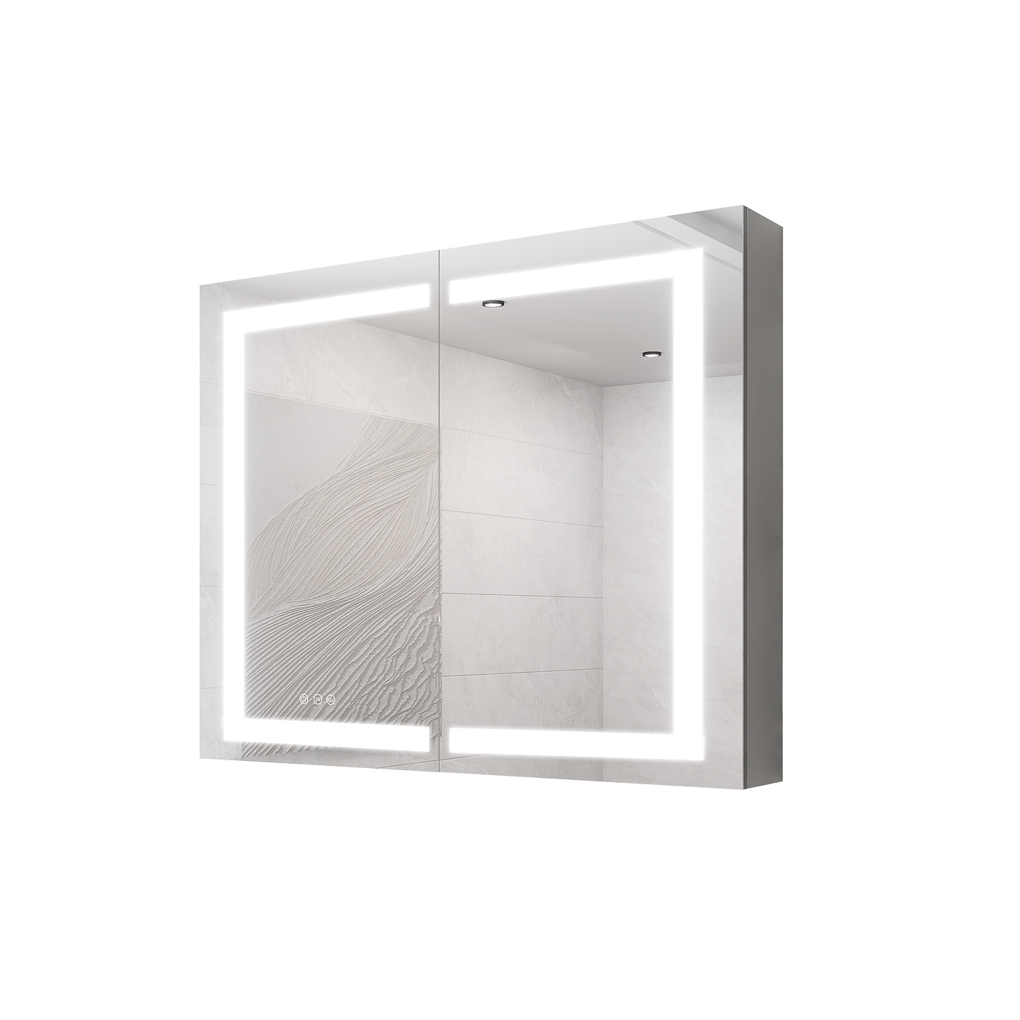 36 x 30 Inch Medicine Cabinet with LED Vanity Mirror, Anti-Fog, Dimmable Lights, and Touch Switch, Aluminum Finish