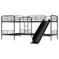 Twin Size L-Shaped Bunk Bed with Slide and Ladder  Black