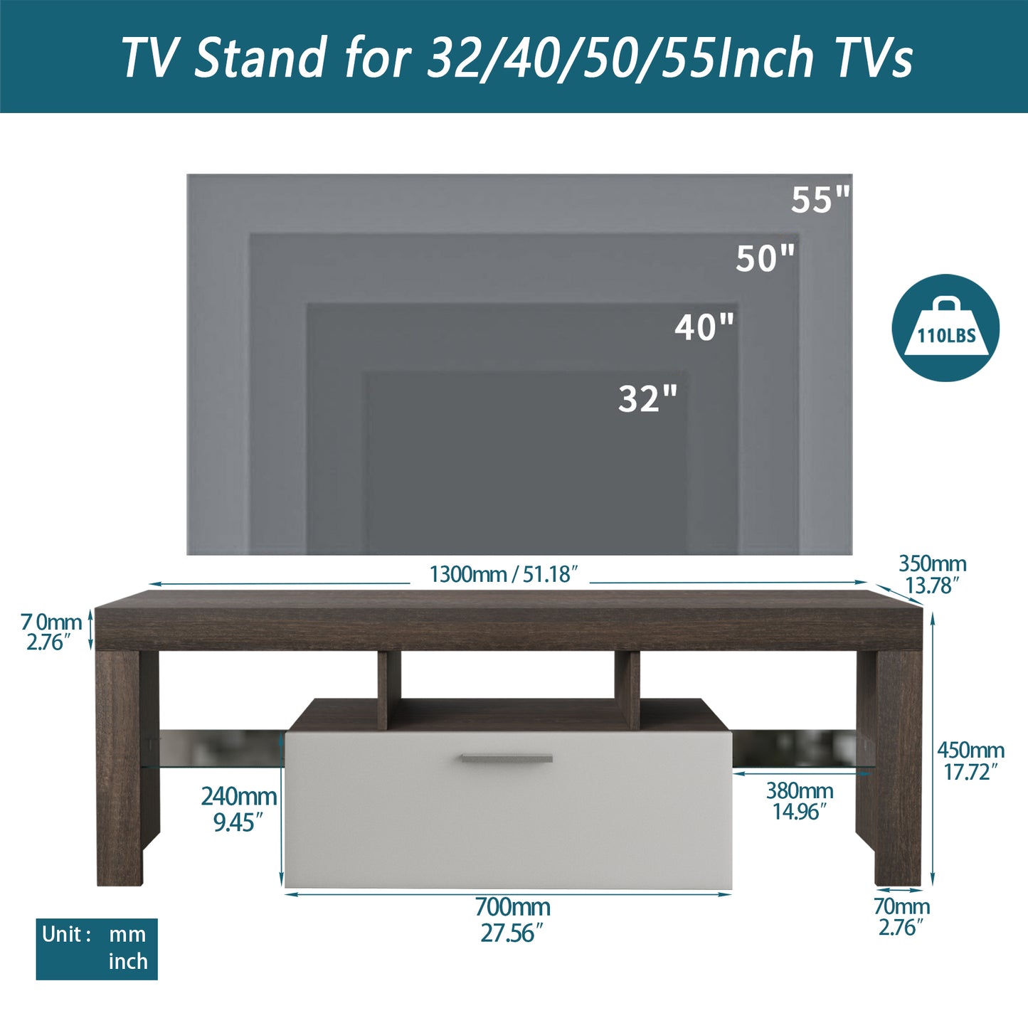 Simple modern TV stand cabinet Brown + white TV bracket