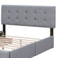 Upholstered Platform Bed with Classic Headboard and 4 Drawers No Box Spring Needed Linen Fabric Queen Size Light Gray