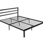 Queen Size Metal Bed Frame with Headboard Black