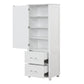 Tall bathroom storage cabinet with two drawers and adjustable shelves for independent storage