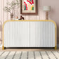 U-STYLE Four-Door Curved Corner Cabinet with Wavy Door Panels, Adjustable Shelves, and Modern White Finish