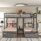 Full over Twin & Twin Bunk Bed,Triple Bunk Bed with Drawers, Gray