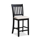 Casual Seating Black Finish Chairs, Set of 2 Rubberwood Transitional Slatted Back Dining Room Counter Chairs