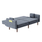 Futon Sofa Bed with Solid Wood Legs, Comfortable Grey Fabric Design for Living Rooms