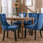 High-end Tufted Solid Wood Contemporary Velvet Upholstered Dining Chair with Wood Legs Nailhead Trim 2-Pcs Set Blue