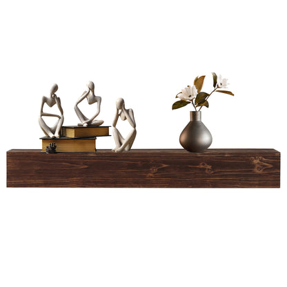 48-Inch Rustic Wood Floating Fireplace Mantel Brown