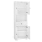 Tall Bathroom Cabinet with Four Doors, Large Storage Space Open Shelve, Upper Storage Cabinet, Whit