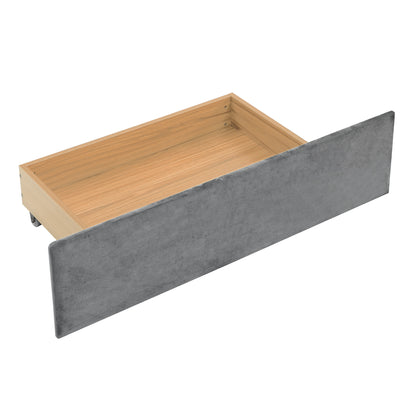 Queen Upholstered Platform Bed with Drawers Gray