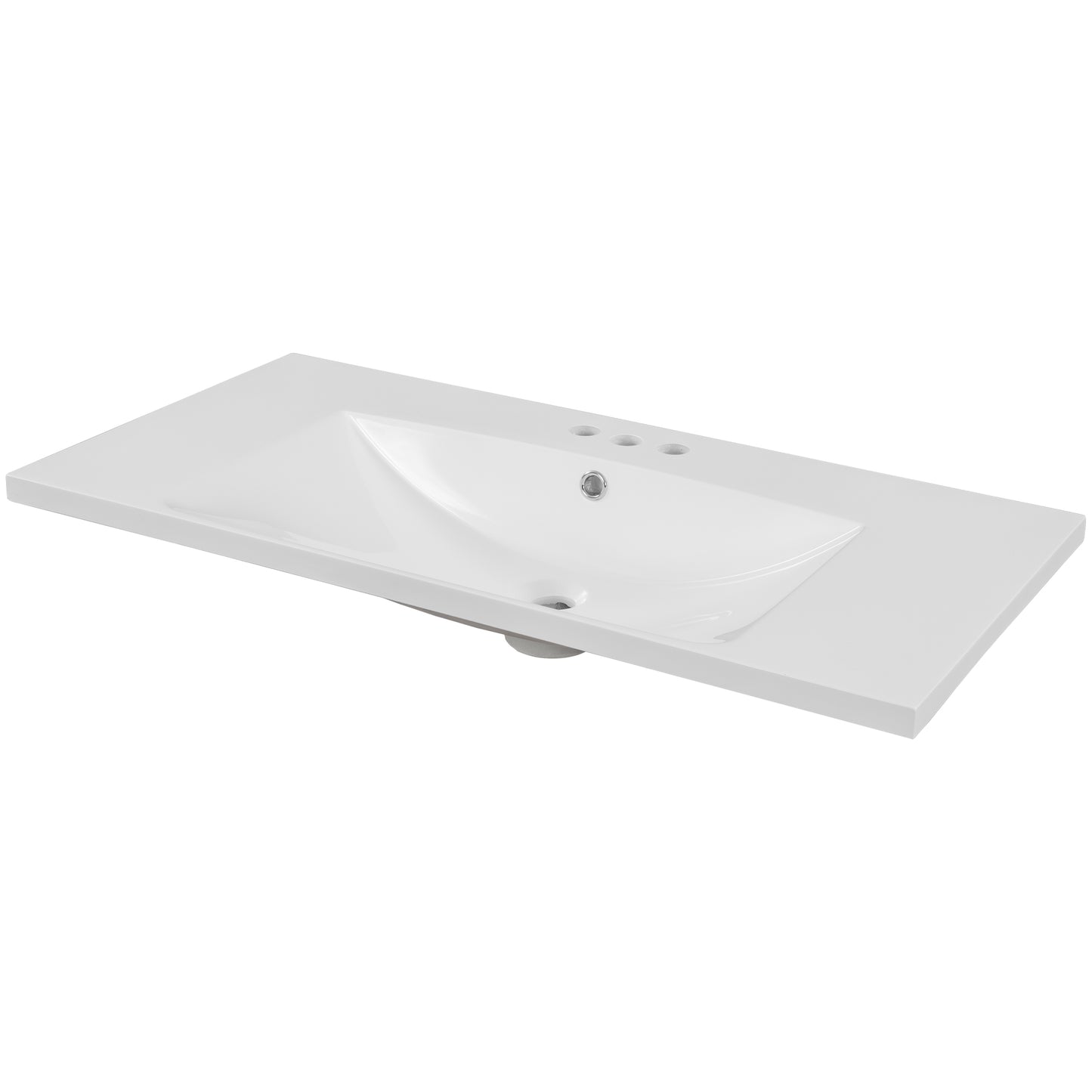 Encimera de baño individual de 36" con lavabo blanco, 3 orificios para grifos, acabado cerámico para baños modernos