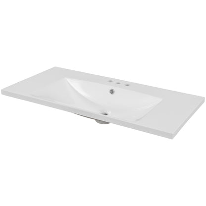 36" Single Bathroom Vanity Top with White Basin, 3-Faucet Holes, Ceramic Finish for Modern Bathrooms