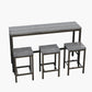 Modern Design Kitchen Dining Table Pub Table Long Dining Table Set with 3 Stools Easy Assembly Gray