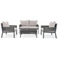 Outdoor Furniture with Tempered Glass Table, Deep Seating with Thick Cushions for Backyards and Porches, Grey