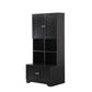 Bathroom storage cabinet, 4-door independent cabinet, adjustable shelf, open multi-layer shelf, black