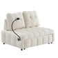 Modern Velvet Sofa Bed with Removable Backrest, USB Port, and Swivel Phone Stand, Beige