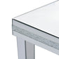 ON-TRANS Stylish Modern Glass Mirrored Coffee Table with Crystal Design and Adjustable Height Legs, Silver Finish